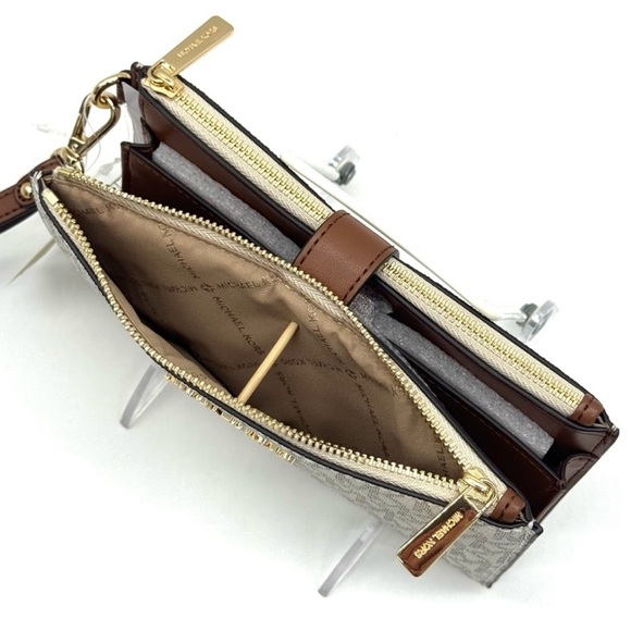 Michael Kors Large Jet Set Travel Double Zip Wallet Powder Blush Multi - Picture 9 of 10